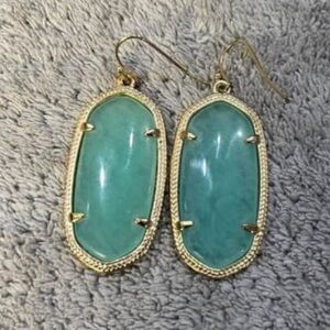 Kendra Scott Teal Green Elle Earring In Gold